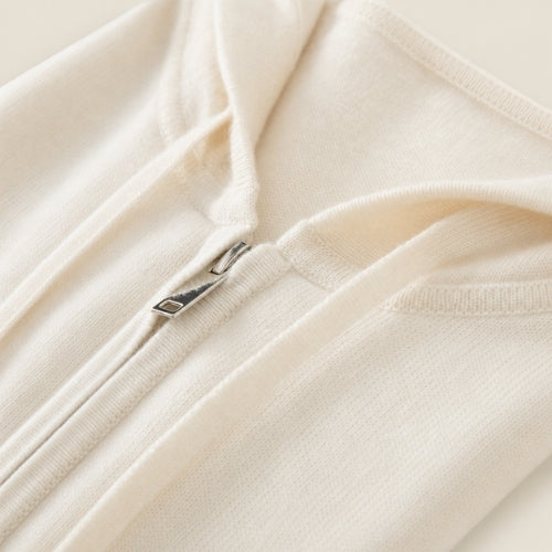 Hespera - Ivory Cashmere Hoodie | The Cashmere Studio