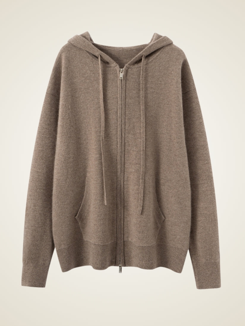 Hespera - Taupe Cashmere Hoodie | The Cashmere Studio