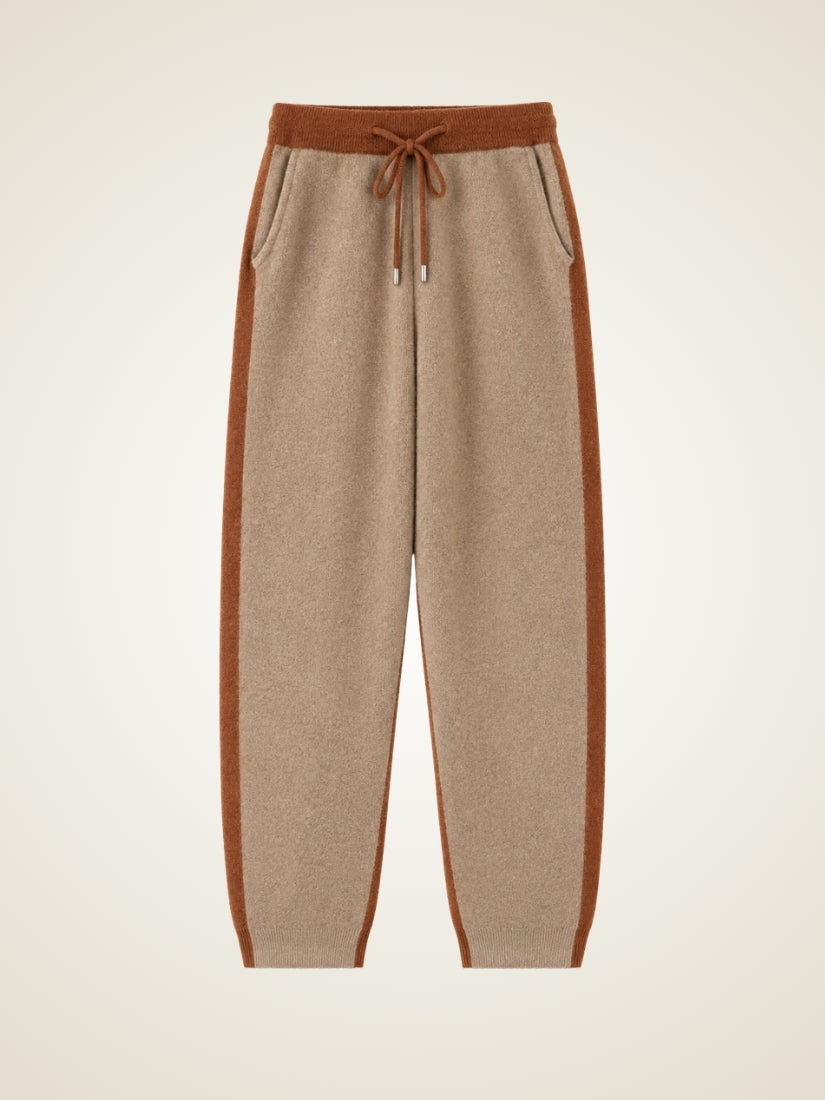Idris — Camel Color-Block Cashmere Jogger Pants | The Cashmere Studio