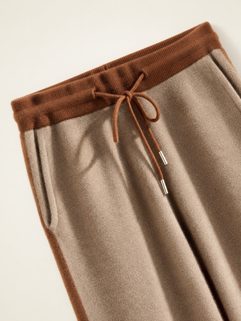 Idris — Camel Color-Block Cashmere Jogger Pants | The Cashmere Studio