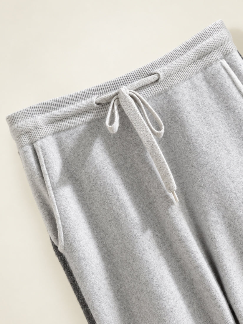 Idris — Light Gray Color-Block Cashmere Jogger Pants | The Cashmere Studio