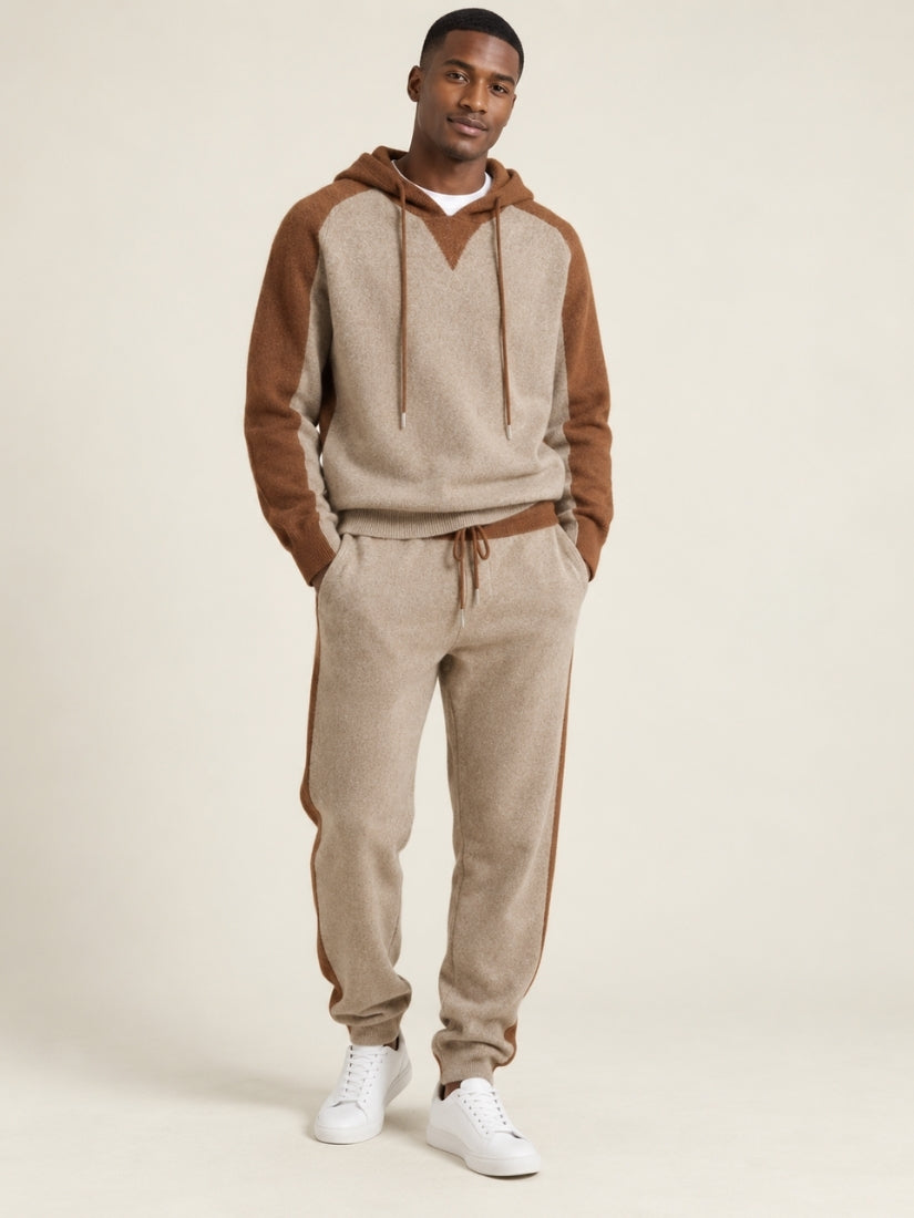 Idris — Camel Color-Block Cashmere Set | The Cashmere Studio