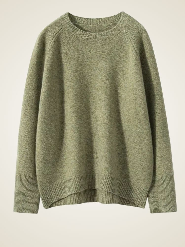 Iris - Green Crewneck Cashmere Sweater | The Cashmere Studio