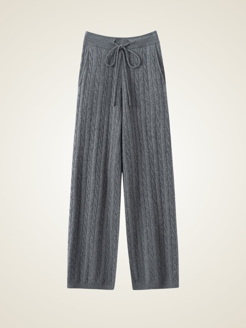 Iserelle - Dark Gray Cashmere Wide-Leg Pants | The Cashmere Studio
