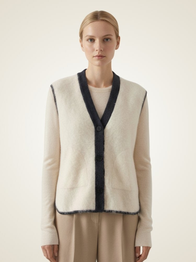 Lisandra - Ivory Brushed Cashmere Vest | The Cashmere Studio