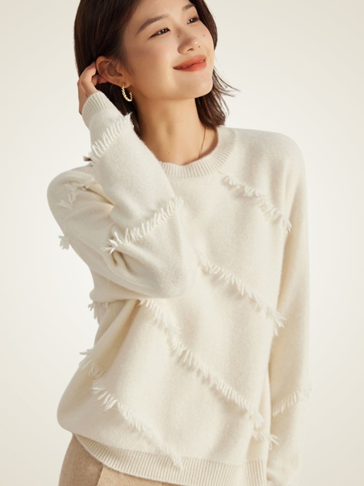 Nezaria - Ivory Cashmere Sweater | The Cashmere Studio