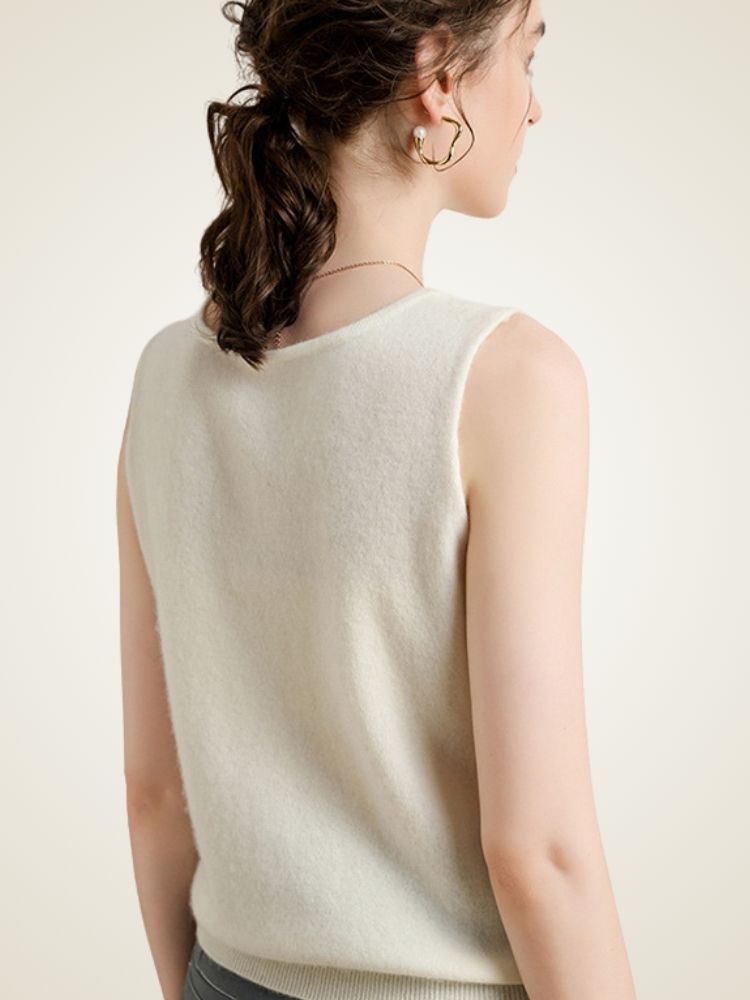 Idony - Ivory Ultra-Soft Cashmere Tank Top | The Cashmere Studio