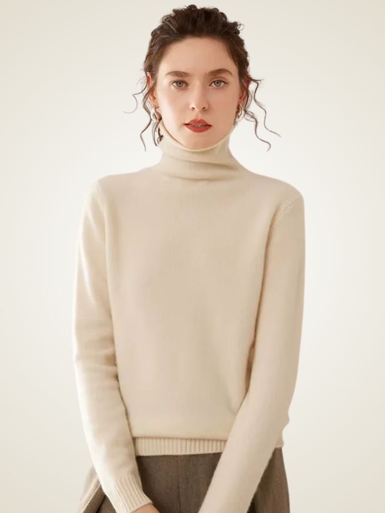 Anastasia - Ivory Cashmere Turtleneck | The Cashmere Studio