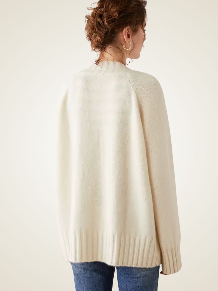 Eden - Ivory V Neck Cashmere Cardigan | The Cashmere Studio