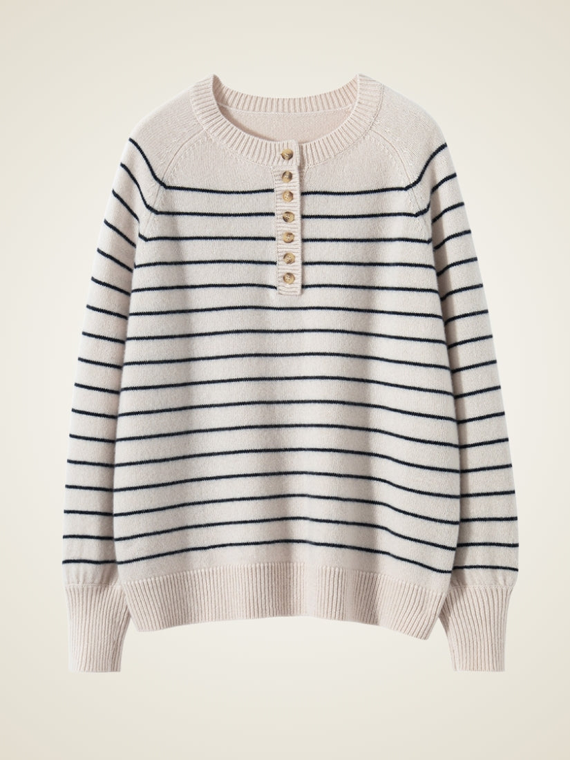 Jiliane - Navy Striped Cashmere Sweater | The Cashmere Studio