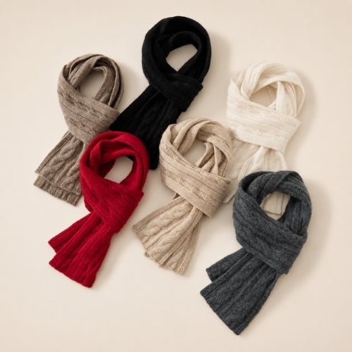 Jorelle - Cable Knit Cashmere Scarf | The Cashmere Studio