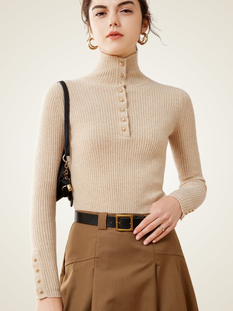 Jyselle - Mock Neck Sweater | The Cashmere Studio