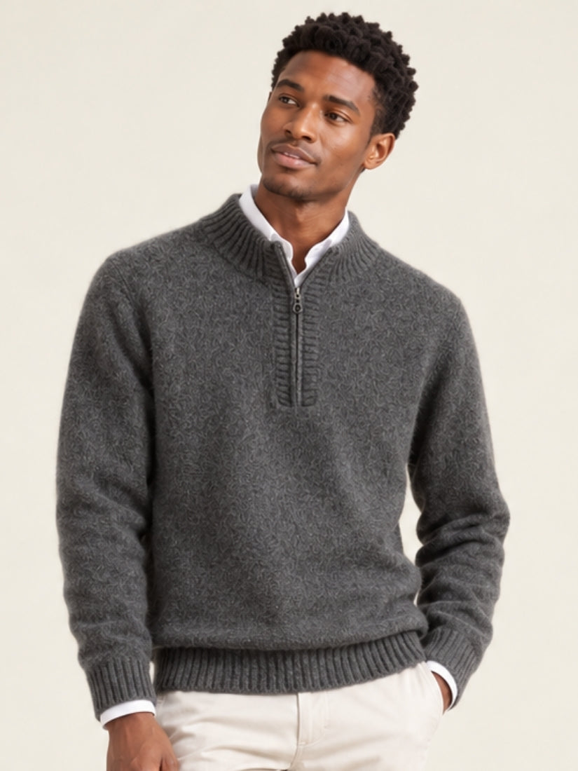 Kaian — Dark Gray Half-Zip Cashmere Sweater | The Cashmere Studio