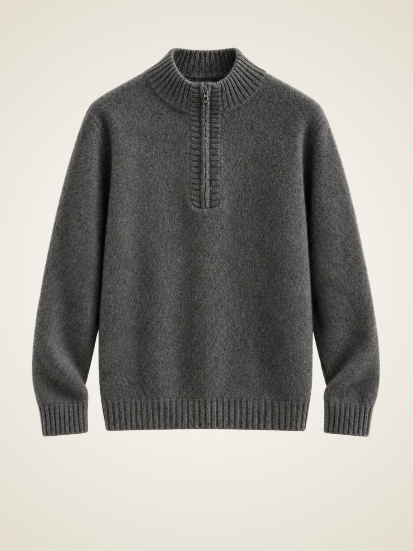Kaian — Dark Gray Half-Zip Cashmere Sweater | The Cashmere Studio