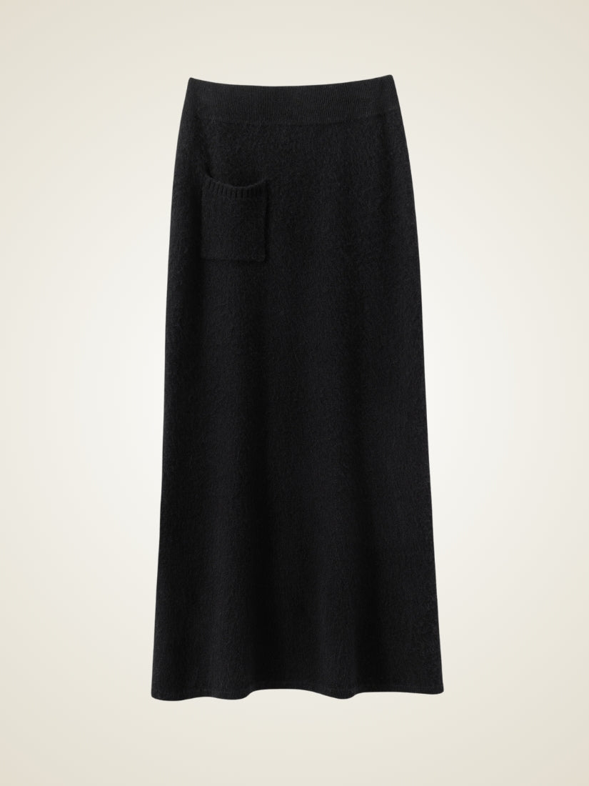 Keiralen — Black Long Cashmere Skirt | The Cashmere Studio