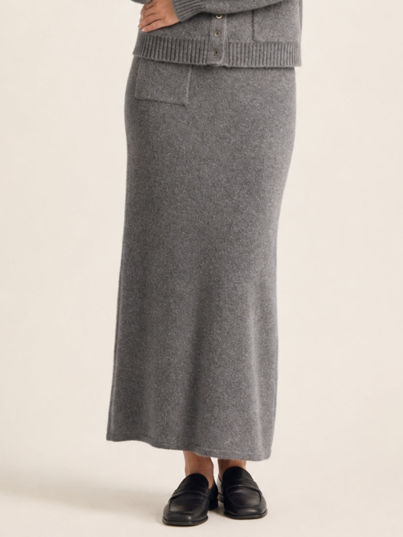 Keiralen — Gray Long Cashmere Skirt | The Cashmere Studio