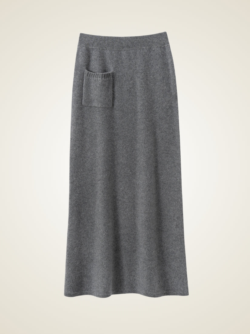 Keiralen — Gray Long Cashmere Skirt | The Cashmere Studio