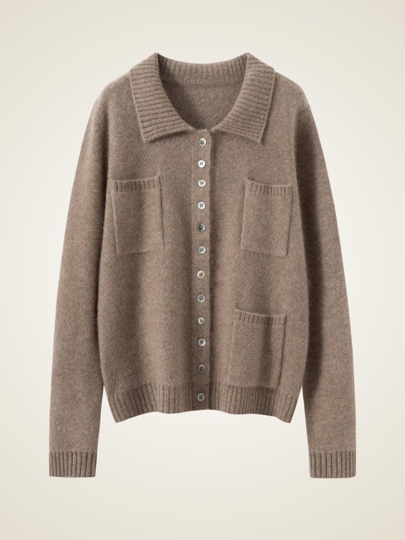 Keiralen — Taupe Cashmere Cardigan | The Cashmere Studio