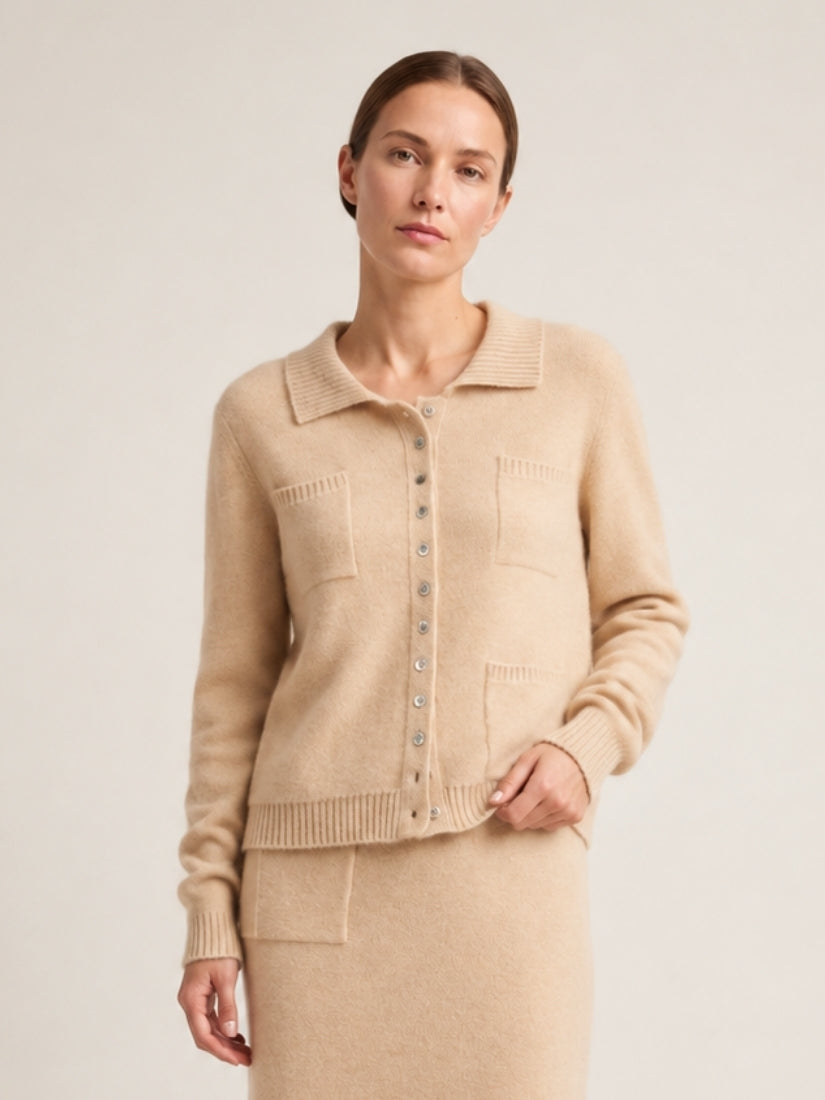 Keiralen — Beige Cashmere Cardigan | The Cashmere Studio