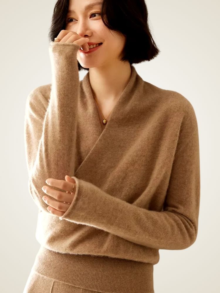 Clara Wrap Cashmere Sweater | The Cashmere Studio