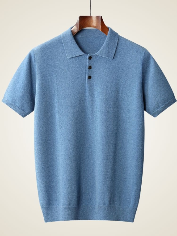 Chance - Light Blue Classic Cashmere Polo | The Cashmere Studio