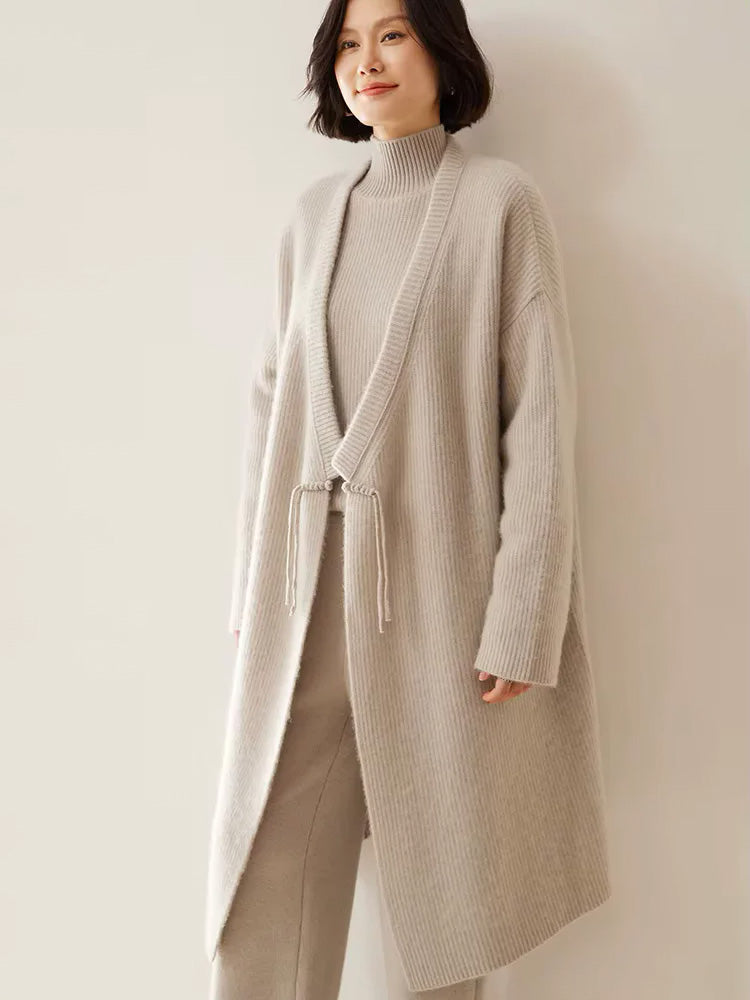 Julia - Light Gray Long Cashmere Cardigan | The Cashmere Studio