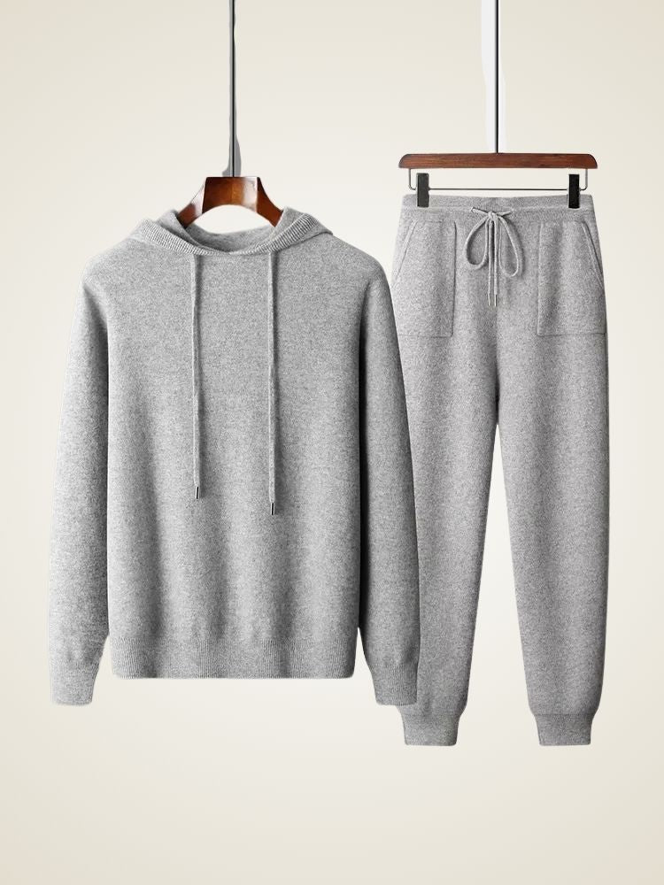 Elliot - Light Gray Men's Cashmere Hoodie and Jogger Set | The Cashmere Studio