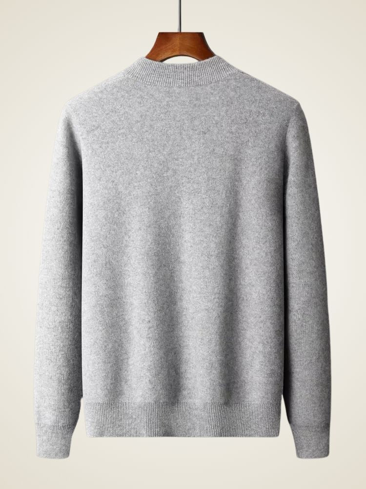 Cooper - Light Gray Bomber Collar Cashmere Cardigan | The Cashmere Studio