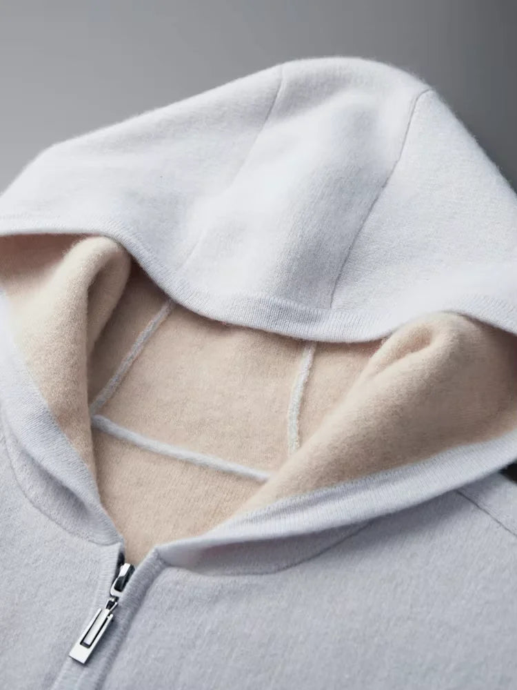 Colin - Light Gay Zip Up Cashmere Hoodie | The Cashmere Studio