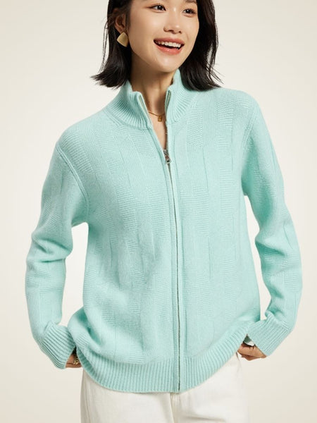 Vala - Zip-Up Cashmere Cardigan | The Cashmere Studio