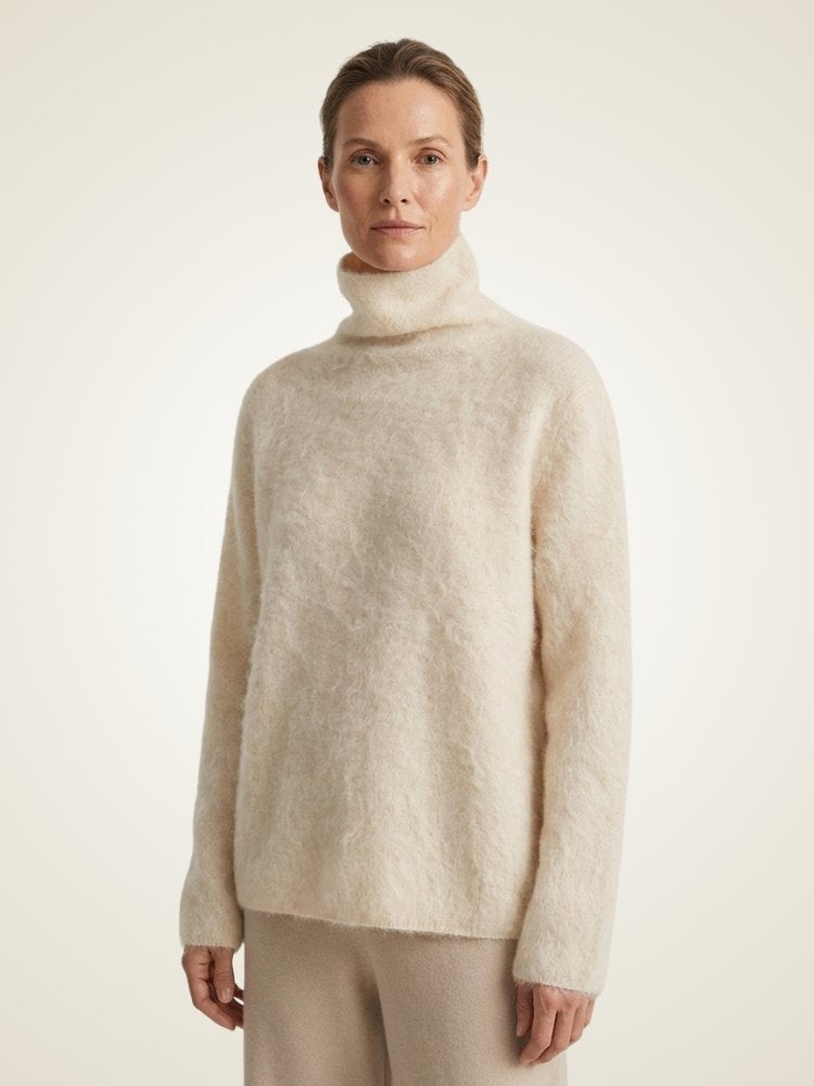 Lenora - Black Brushed Cashmere Sweater | The Cashmere Studio