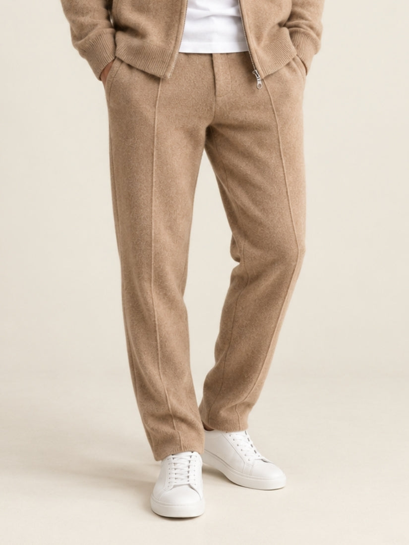 Lorien — Beige Wide-Leg Cashmere Pants | The Cashmere Studio