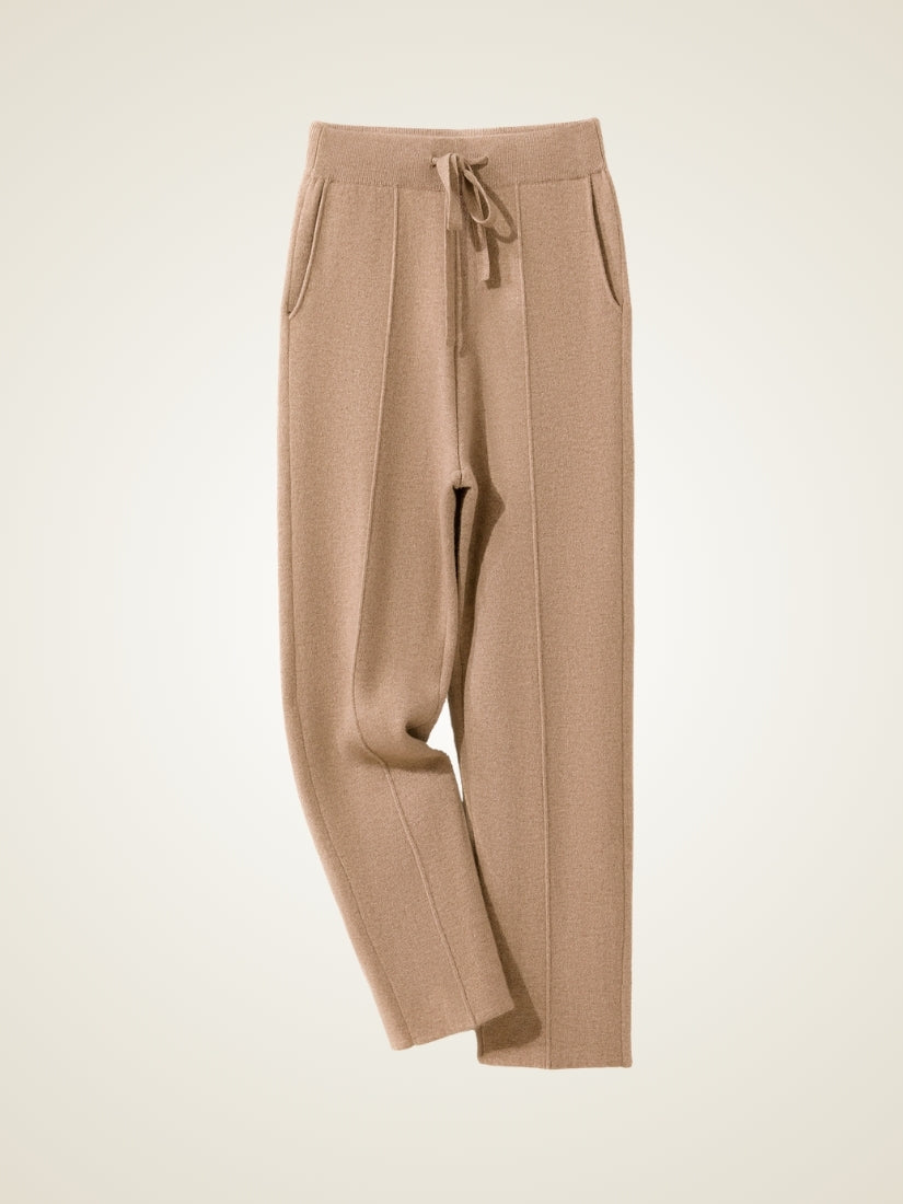 Lorien — Beige Wide-Leg Cashmere Pants | The Cashmere Studio