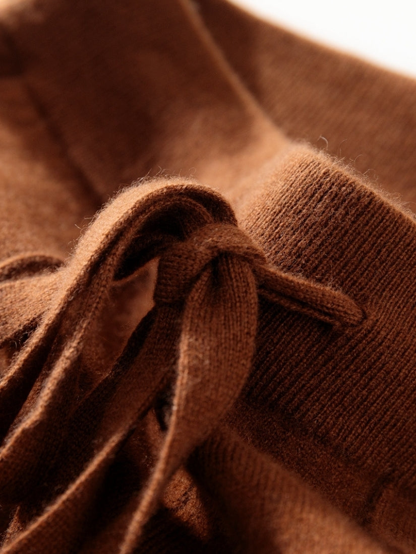 Lorien — Dark Caramel Wide-Leg Cashmere Pants | The Cashmere Studio
