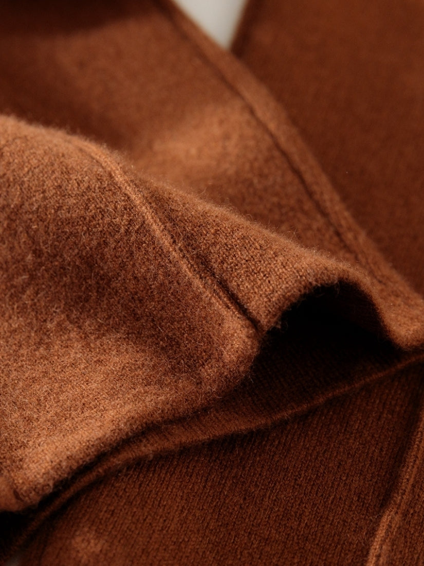 Lorien — Dark Caramel Wide-Leg Cashmere Pants | The Cashmere Studio