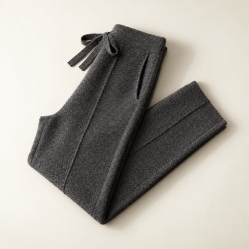 Lorien — Dark Gray Wide-Leg Cashmere Pants | The Cashmere Studio