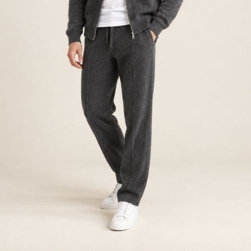 Lorien — Dark Gray Wide-Leg Cashmere Pants | The Cashmere Studio