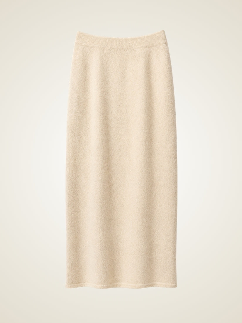 Lumara — Beige Knit Cashmere Skirt | The Cashmere Studio