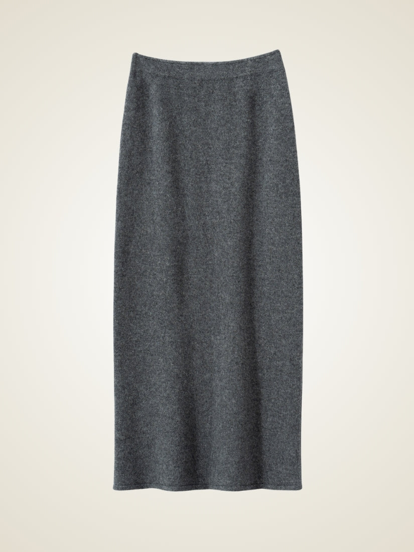Lumara — Gray Knit Cashmere Skirt | The Cashmere Studio
