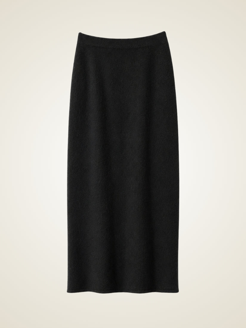 Lumara — Black Knit Cashmere Skirt | The Cashmere Studio