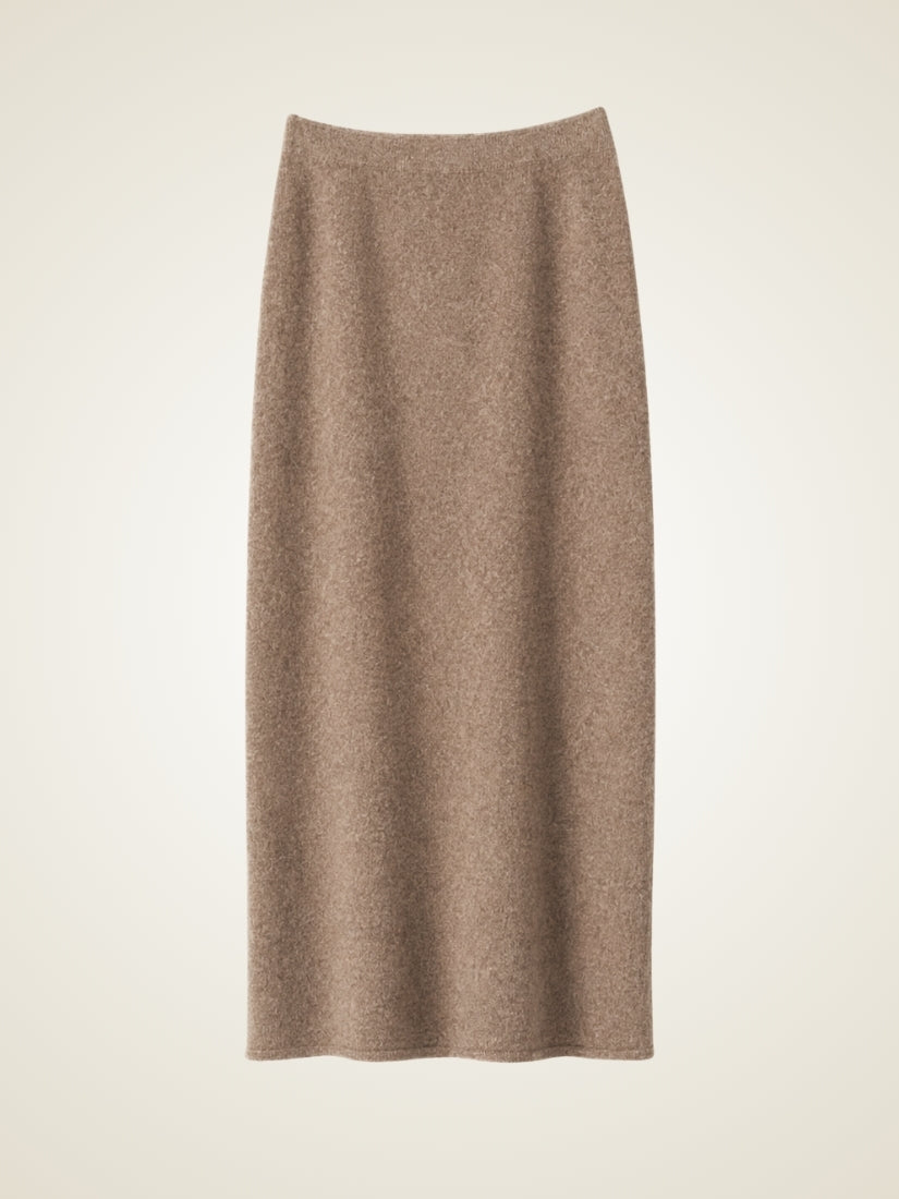 Lumara — Taupe Knit Cashmere Skirt | The Cashmere Studio
