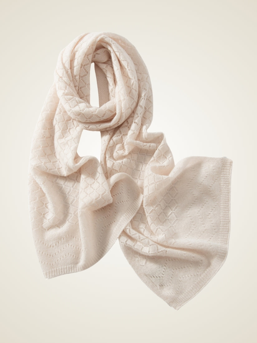 Lysavine - Ivory Diamond Openwork Cashmere Stole | The Cashmere Studio