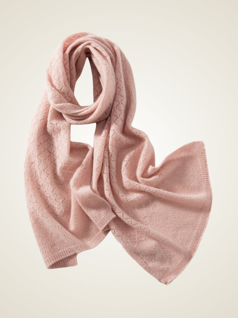 Lysavine - Pink Diamond Openwork Cashmere Stole | The Cashmere Studio