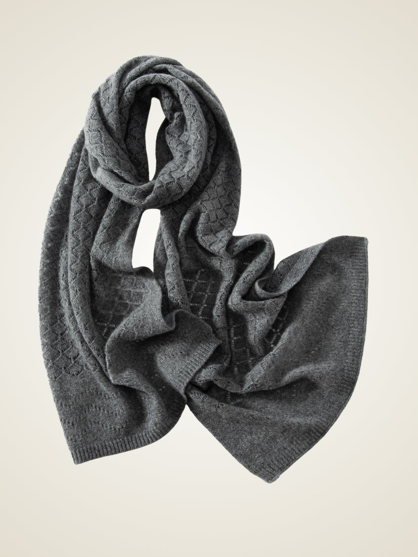 Lysavine - Gray Diamond Openwork Cashmere Stole | The Cashmere Studio