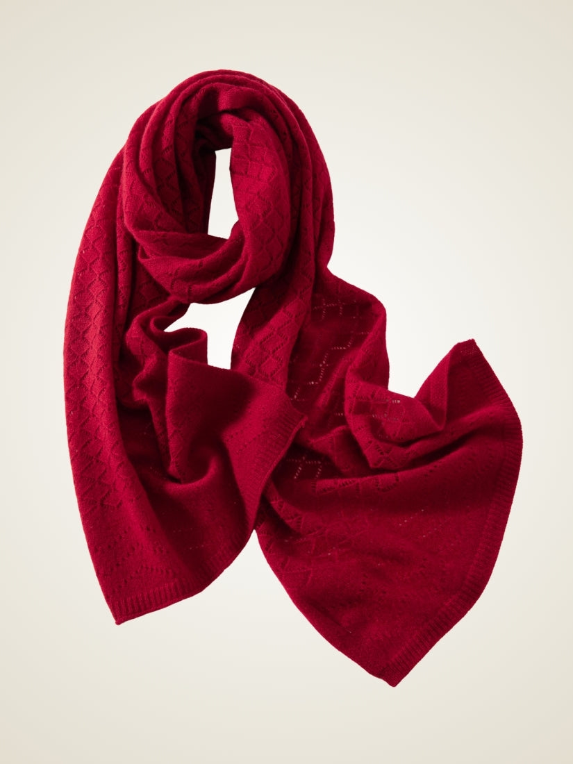 Lysavine - Red Diamond Openwork Cashmere Stole | The Cashmere Studio