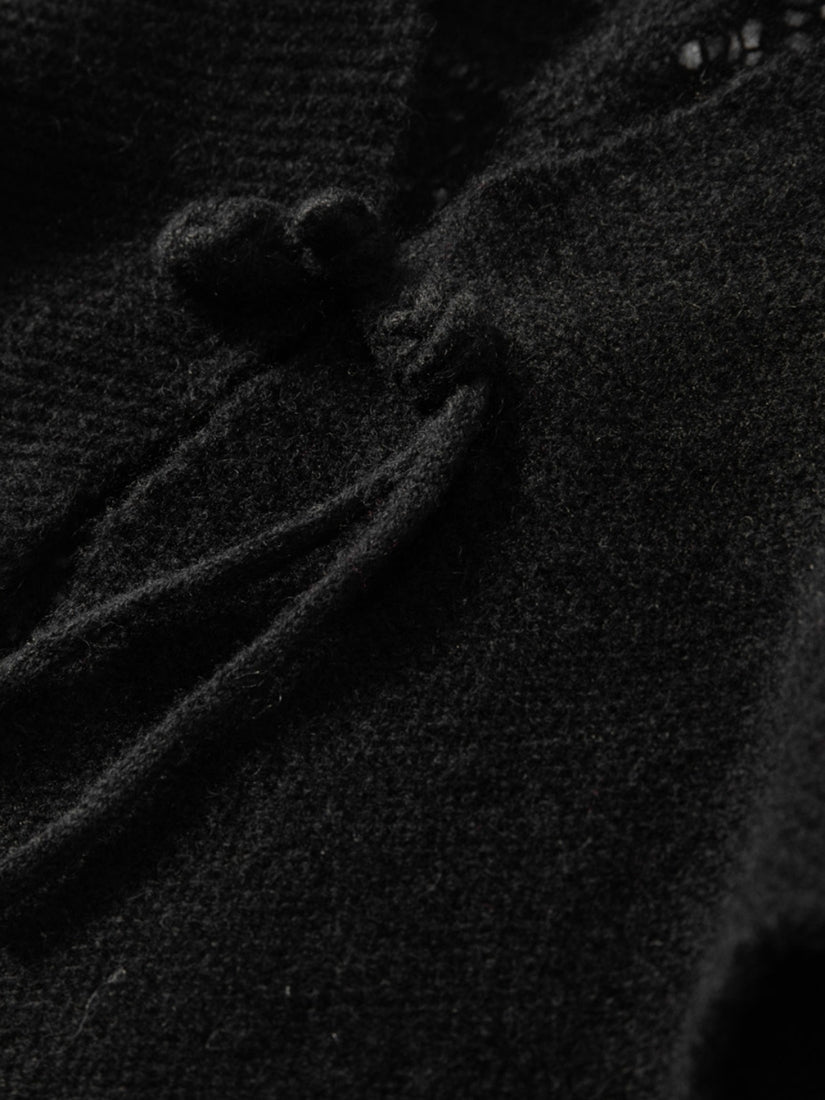 Maesel - Black Chinese Knot Cashmere Cape | The Cashmere Studio