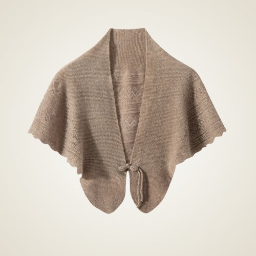 Maesel - Taupe Chinese Knot Cashmere Cape | The Cashmere Studio