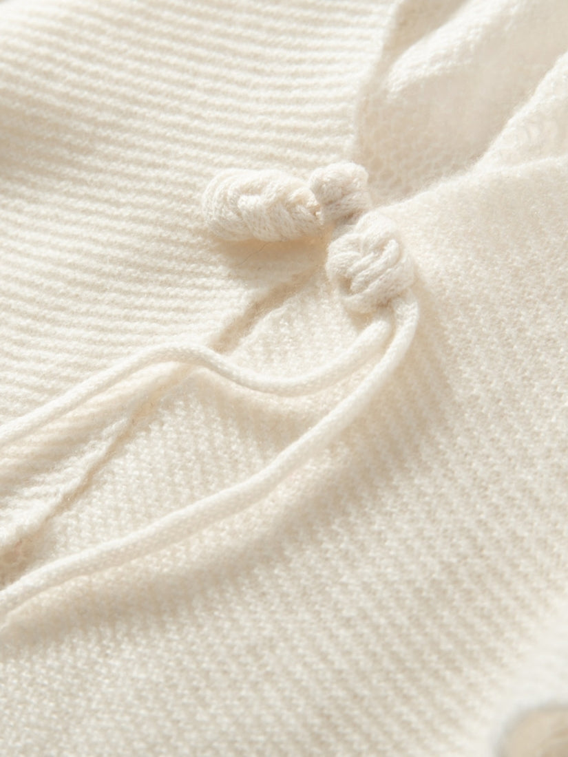 Maesel - Ivory Chinese Knot Cashmere Cape | The Cashmere Studio