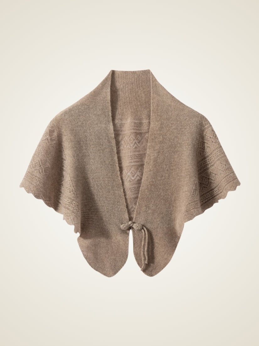 Maesel - Taupe Chinese Knot Cashmere Cape | The Cashmere Studio