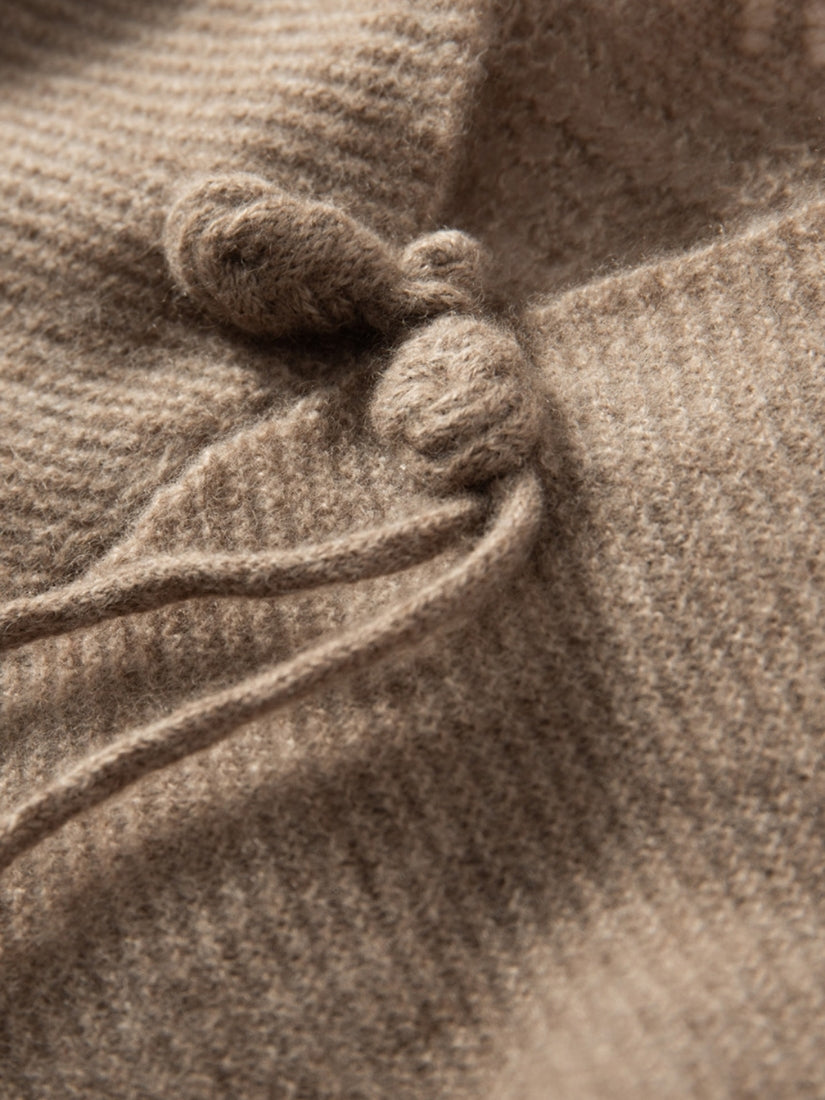 Maesel - Taupe Chinese Knot Cashmere Cape | The Cashmere Studio
